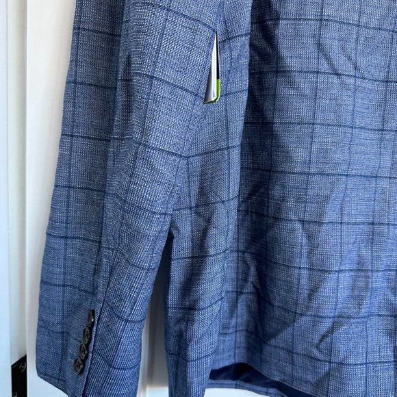 Bonobos Italian Men's Blazer Jacket Standard Fit Wool Blue Windowpane 50L - Picture 7 of 7